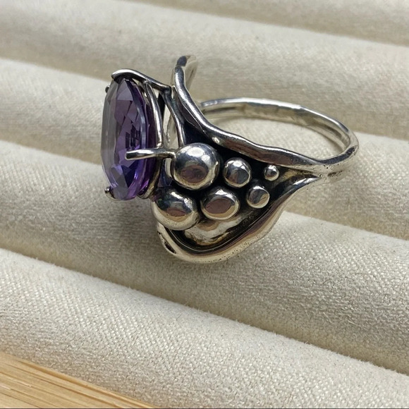 s-l400.jpg Sterling Silver Large Amethyst Stone Statement Ring